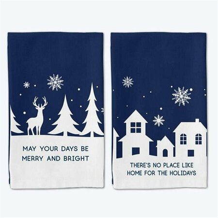 YOUNGS Cotton Christmas Midnight Kitchen Towel, Assorted Color - 2 Piece 92832